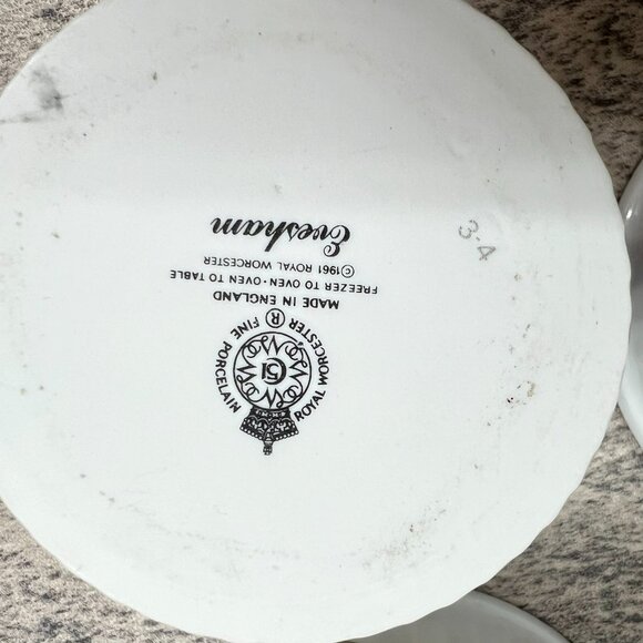 Royal Worcester Fine Porcelain Set of 6 Evesham Ramekin Dish Made in England - Picture 7 of 16